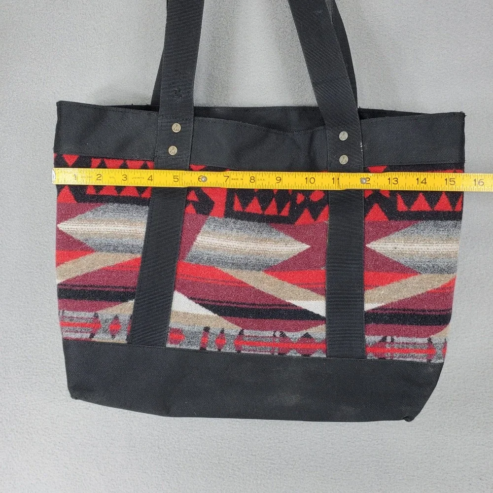 Pendleton Tote Bag Black Red Southwestern Geometric Wool Canvas Cabin Travel